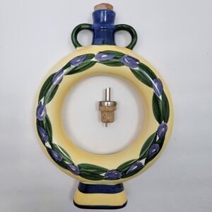 Vintage Shonfeld's Ceramic Italian Motif Hand Painted Donut Oil Decanter